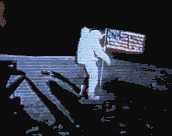 Moon lie: Waving flag on the moon with vantilator, little movie